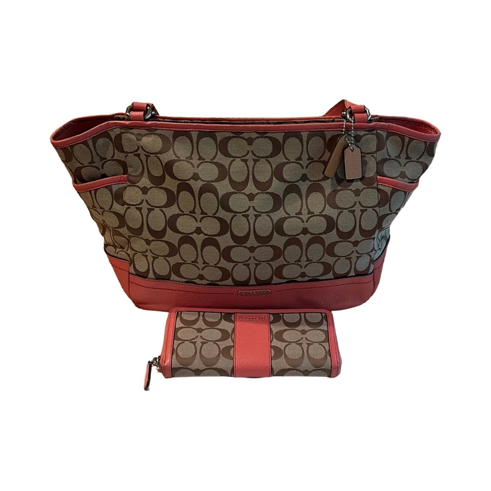 Furla Leather Bag and Coach Signature Canvas and Coral Leather Tote Set - Picture 4 of 10